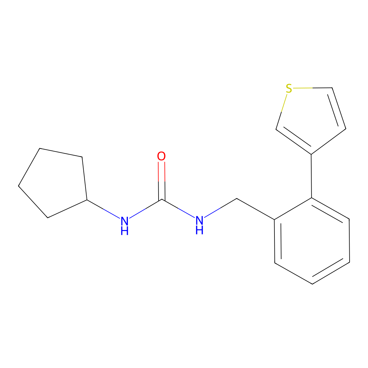 1-Cyclopentyl-3-(2-(thiophen-3-yl)benzyl)urea molecular structure, CAS 1798040-71-7