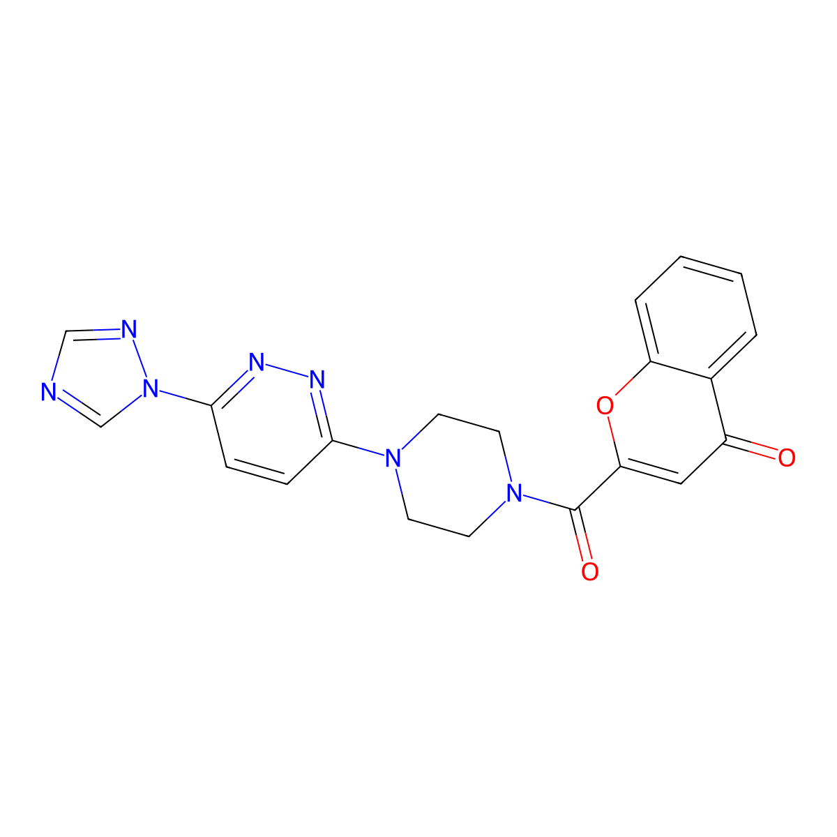 2-(4-(6-(1H-1,2,4-triazol-1-yl)pyridazin-3-yl)piperazine-1-carbonyl)-4H-chromen-4-one molecular structure, CAS 1798040-92-2