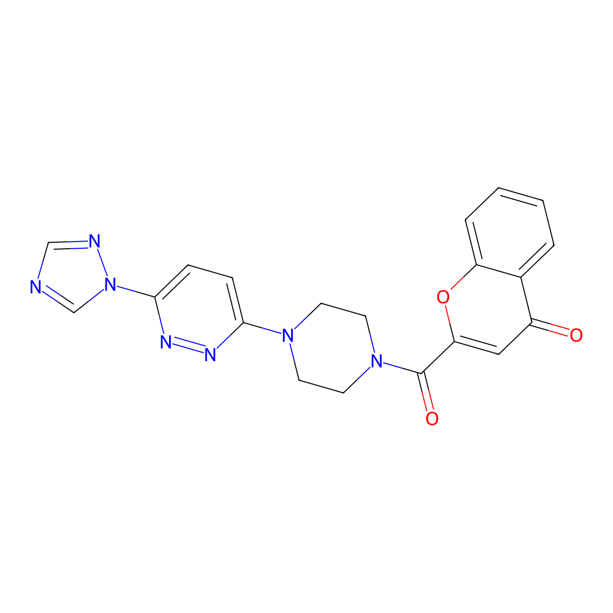 2-(4-(6-(1H-1,2,4-triazol-1-yl)pyridazin-3-yl)piperazine-1-carbonyl)-4H-chromen-4-one molecular structure, CAS 1798040-92-2