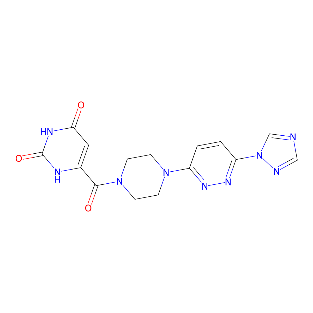 6-(4-(6-(1H-1,2,4-triazol-1-yl)pyridazin-3-yl)piperazine-1-carbonyl)pyrimidine-2,4(1H,3H)-dione molecular structure, CAS 1798041-13-0