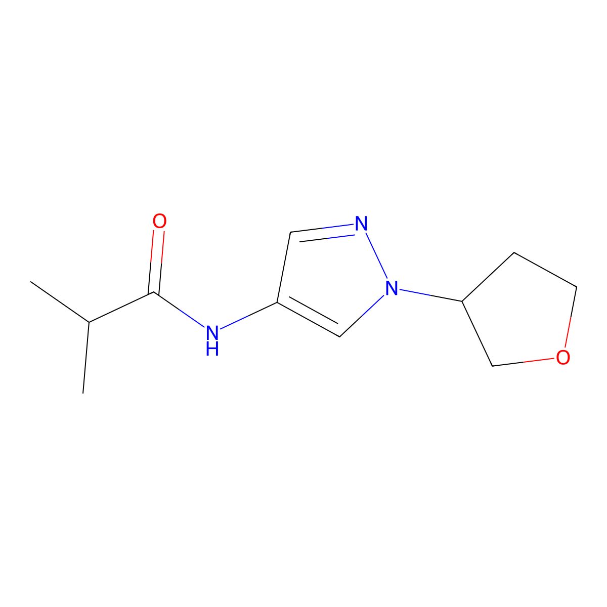 N-(1-(tetrahydrofuran-3-yl)-1H-pyrazol-4-yl)isobutyramide molecular structure, CAS 1798041-26-5