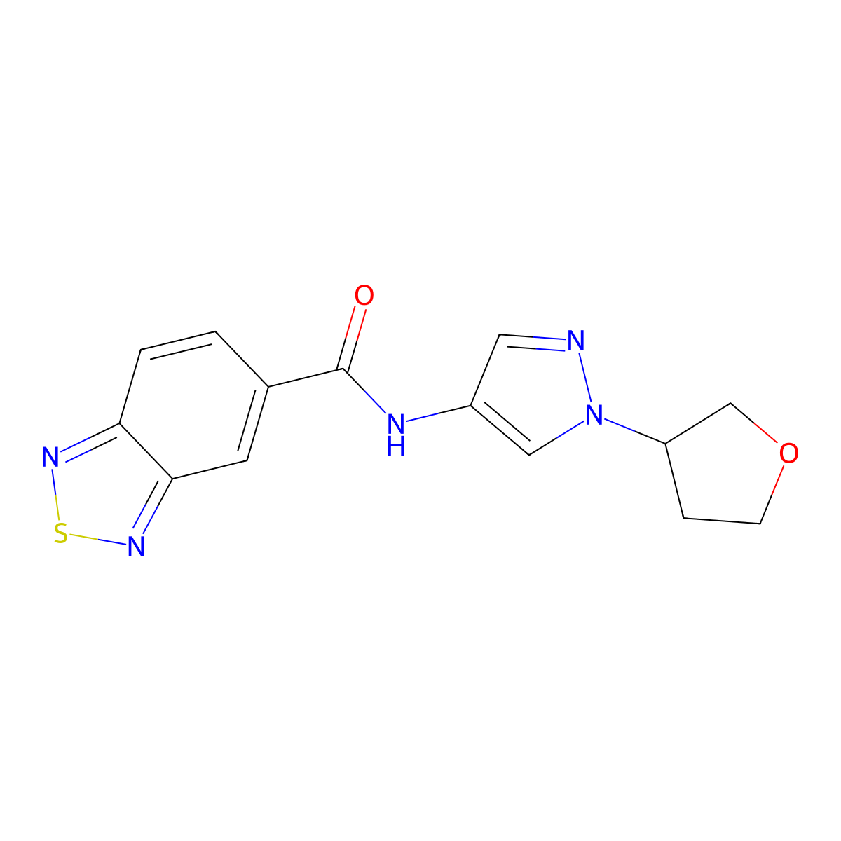 N-(1-(tetrahydrofuran-3-yl)-1H-pyrazol-4-yl)benzo[c][1,2,5]thiadiazole-5-carboxamide molecular structure, CAS 1798041-40-3