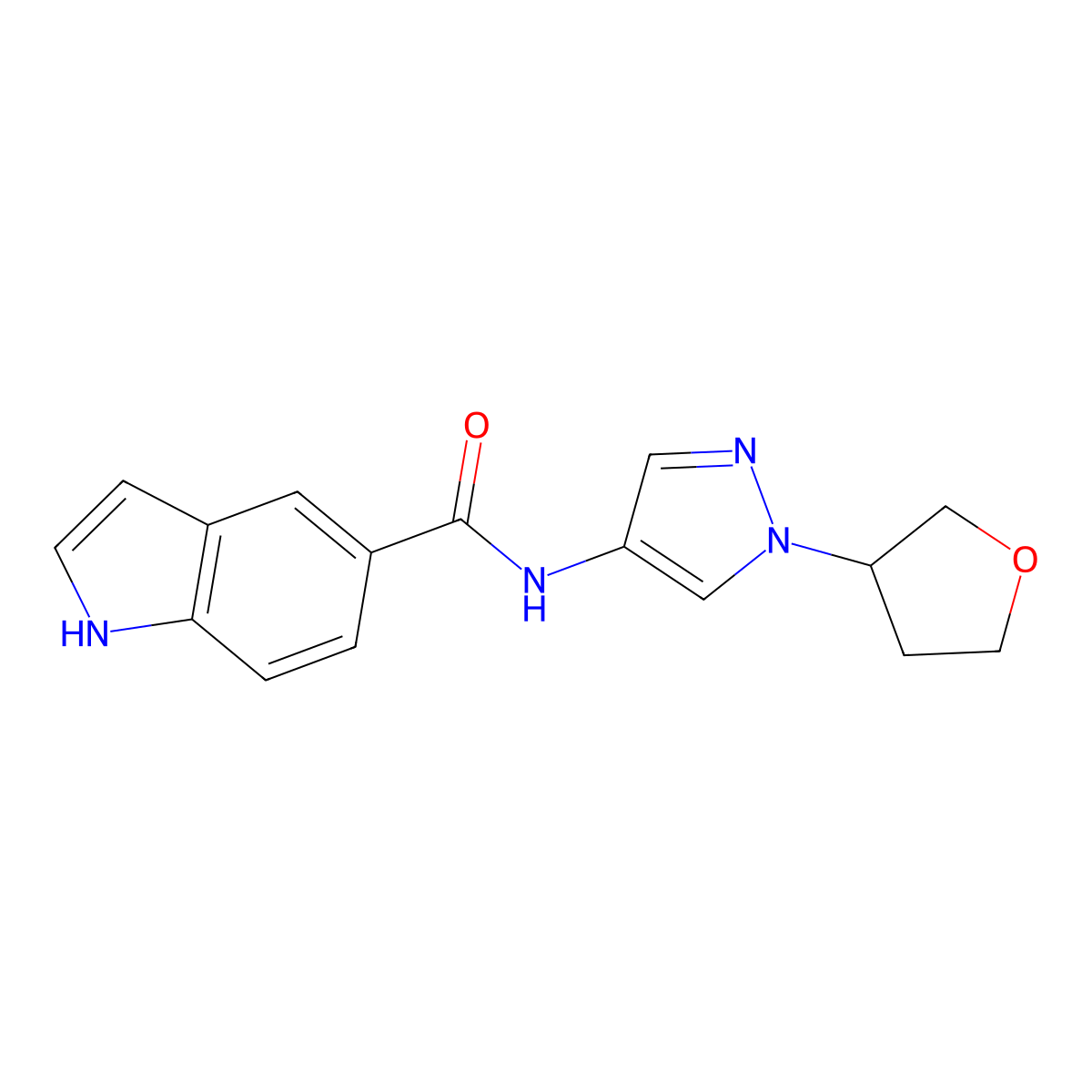 N-(1-(tetrahydrofuran-3-yl)-1H-pyrazol-4-yl)-1H-indole-5-carboxamide molecular structure, CAS 1798041-44-7