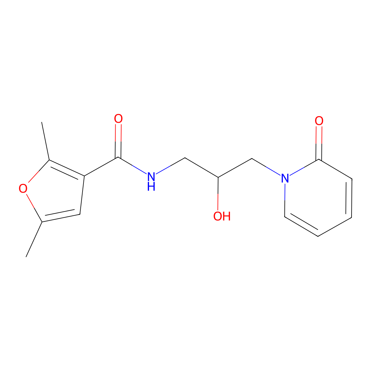 N-(2-hydroxy-3-(2-oxopyridin-1(2H)-yl)propyl)-2,5-dimethylfuran-3-carboxamide molecular structure, CAS 1798041-48-1