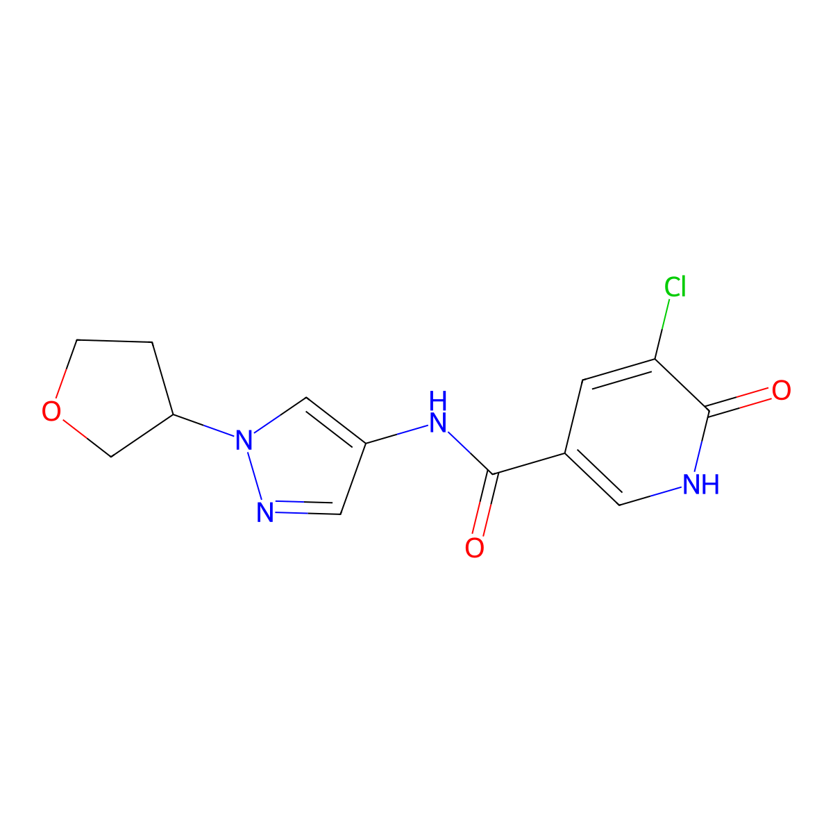 5-chloro-6-hydroxy-N-(1-(tetrahydrofuran-3-yl)-1H-pyrazol-4-yl)nicotinamide molecular structure, CAS 1798041-51-6