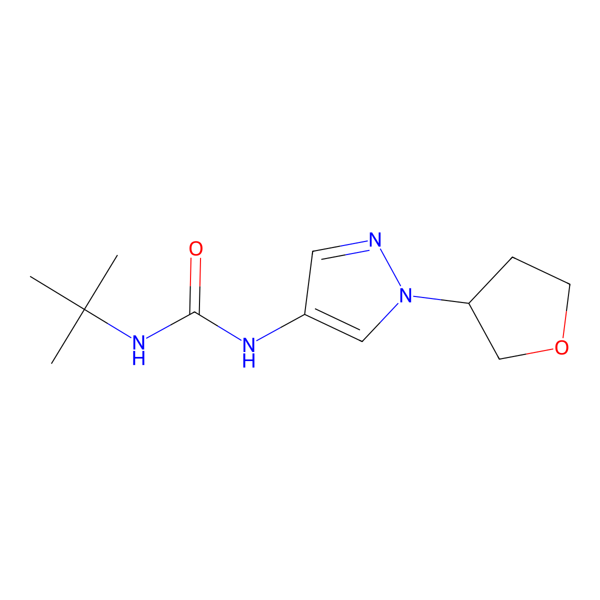 1-(tert-butyl)-3-(1-(tetrahydrofuran-3-yl)-1H-pyrazol-4-yl)urea molecular structure, CAS 1798041-59-4