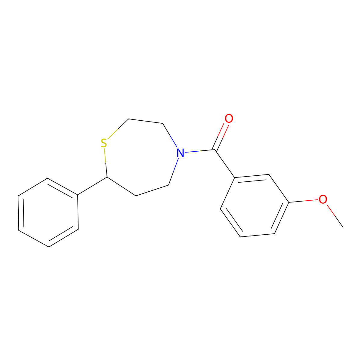 (3-Methoxyphenyl)(7-phenyl-1,4-thiazepan-4-yl)methanone molecular structure, CAS 1798041-65-2