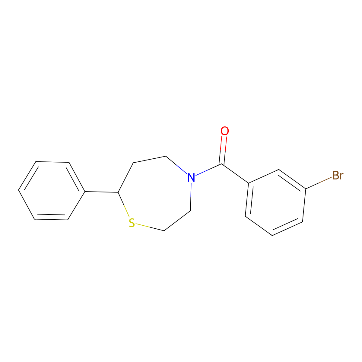 (3-Bromophenyl)(7-phenyl-1,4-thiazepan-4-yl)methanone molecular structure, CAS 1798041-73-2