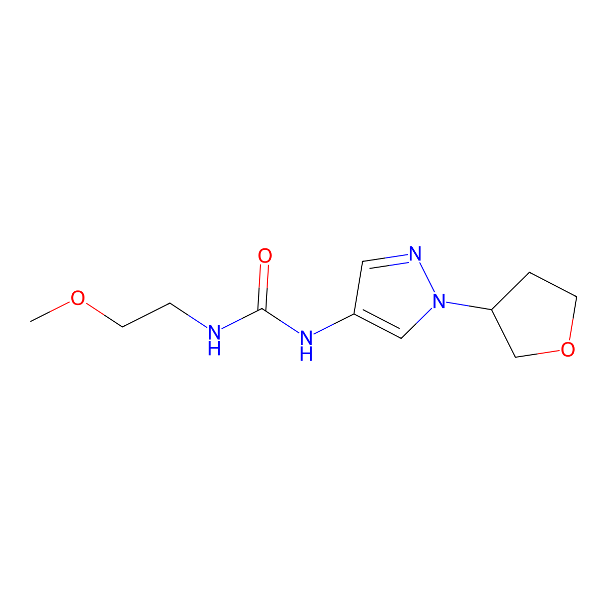 1-(2-methoxyethyl)-3-(1-(tetrahydrofuran-3-yl)-1H-pyrazol-4-yl)urea molecular structure, CAS 1798041-74-3