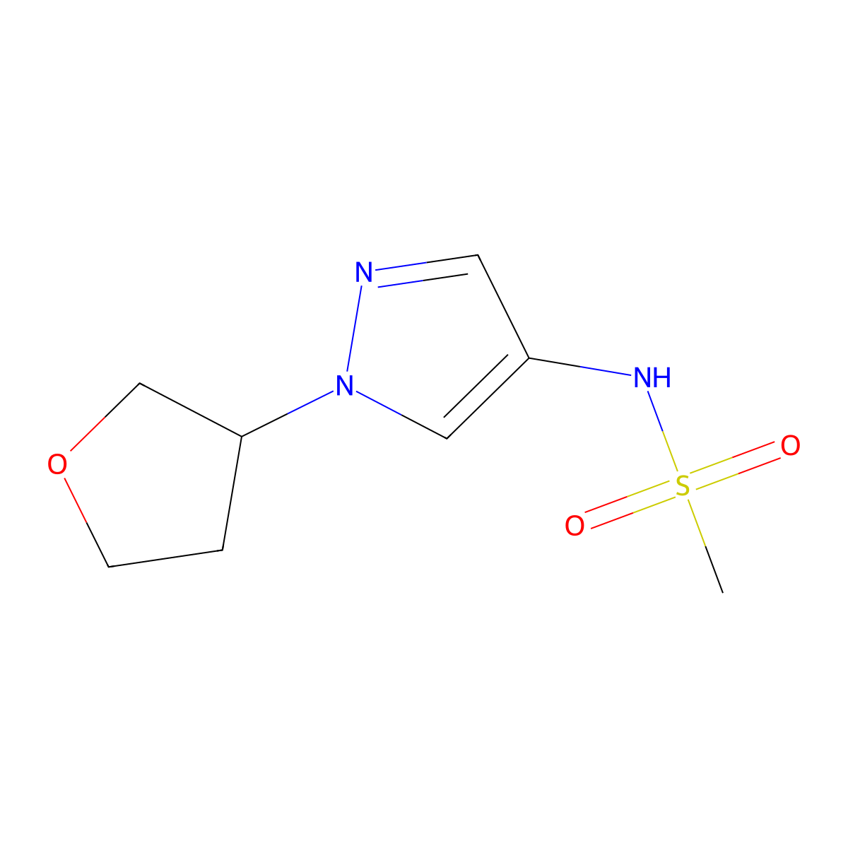N-(1-(tetrahydrofuran-3-yl)-1H-pyrazol-4-yl)methanesulfonamide molecular structure, CAS 1798041-84-5