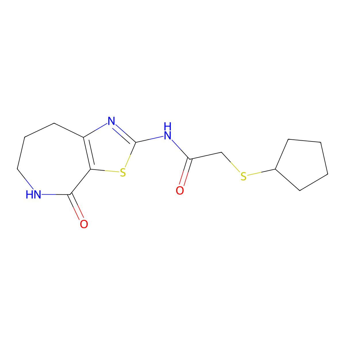 2-(cyclopentylthio)-N-(4-oxo-5,6,7,8-tetrahydro-4H-thiazolo[5,4-c]azepin-2-yl)acetamide molecular structure, CAS 1798041-89-0