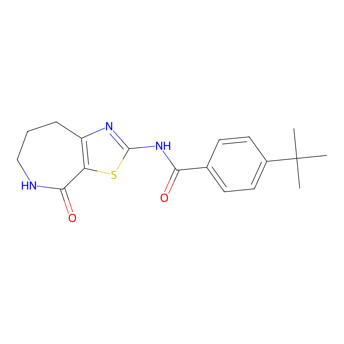 4-(tert-butyl)-N-(4-oxo-5,6,7,8-tetrahydro-4H-thiazolo[5,4-c]azepin-2-yl)benzamide molecular structure, CAS 1798042-09-7