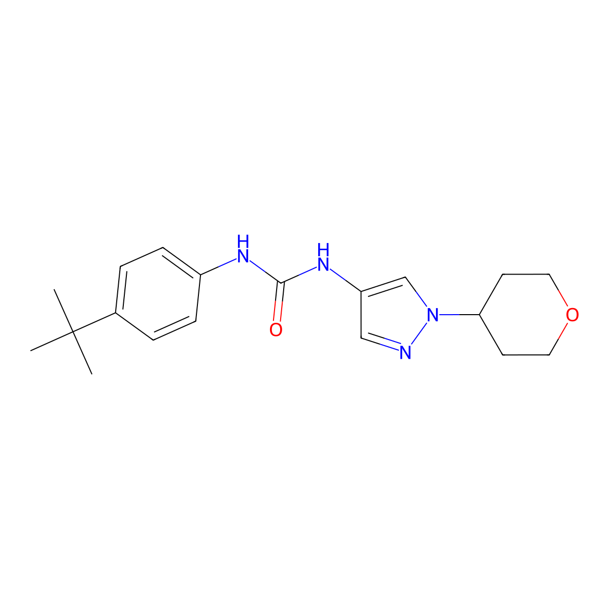 1-(4-(tert-butyl)phenyl)-3-(1-(tetrahydro-2H-pyran-4-yl)-1H-pyrazol-4-yl)urea molecular structure, CAS 1798042-41-7