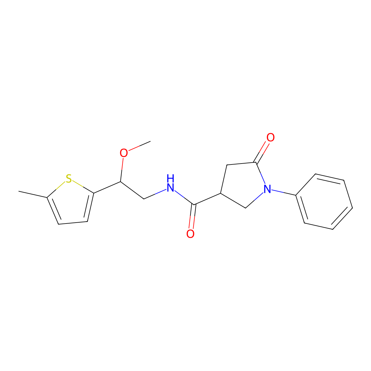 N-[2-Methoxy-2-(5-methylthiophen-2-YL)ethyl]-5-oxo-1-phenylpyrrolidine-3-carboxamide molecular structure, CAS 1798044-22-0