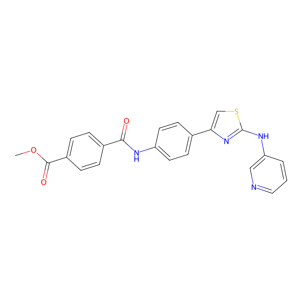 Methyl 4-((4-(2-(pyridin-3-ylamino)thiazol-4-yl)phenyl)carbamoyl)benzoate molecular structure, CAS 1798045-89-2