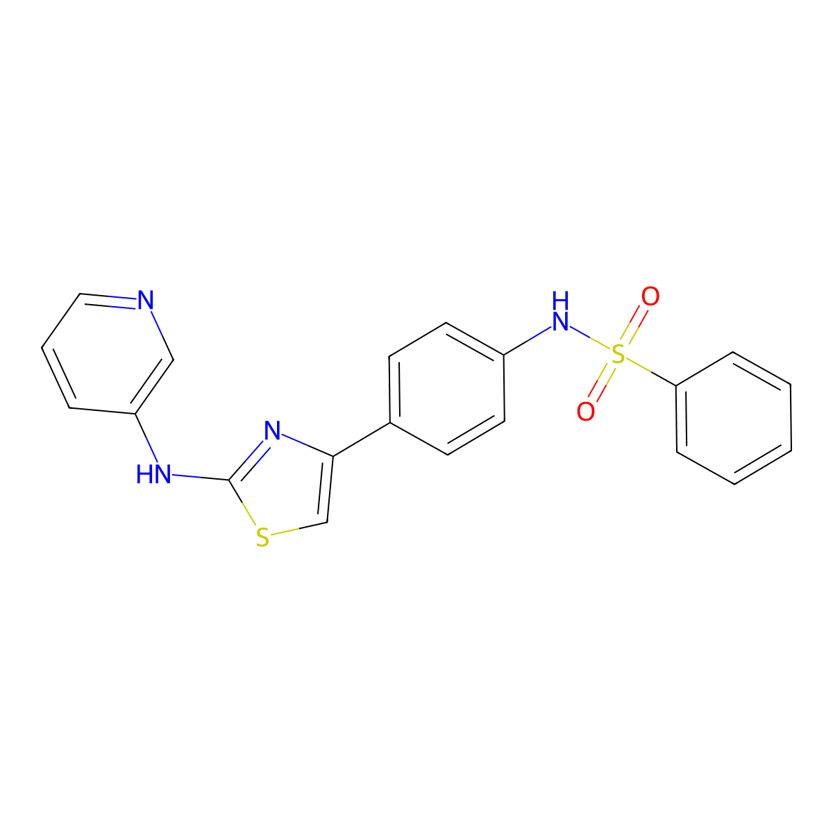 N-(4-(2-(pyridin-3-ylamino)thiazol-4-yl)phenyl)benzenesulfonamide molecular structure, CAS 1798046-09-9