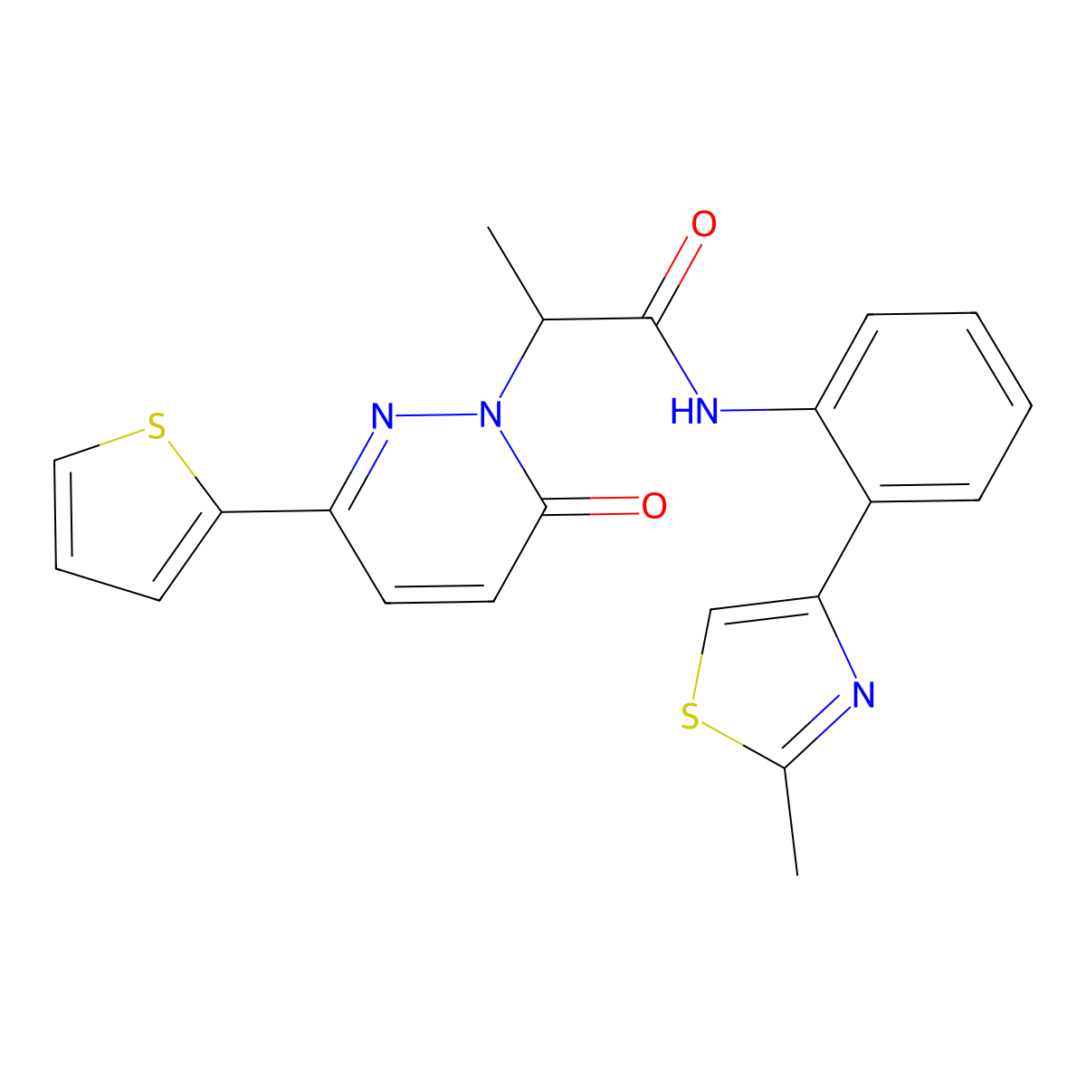 N-(2-(2-methylthiazol-4-yl)phenyl)-2-(6-oxo-3-(thiophen-2-yl)pyridazin-1(6H)-yl)propanamide molecular structure, CAS 1798046-30-6