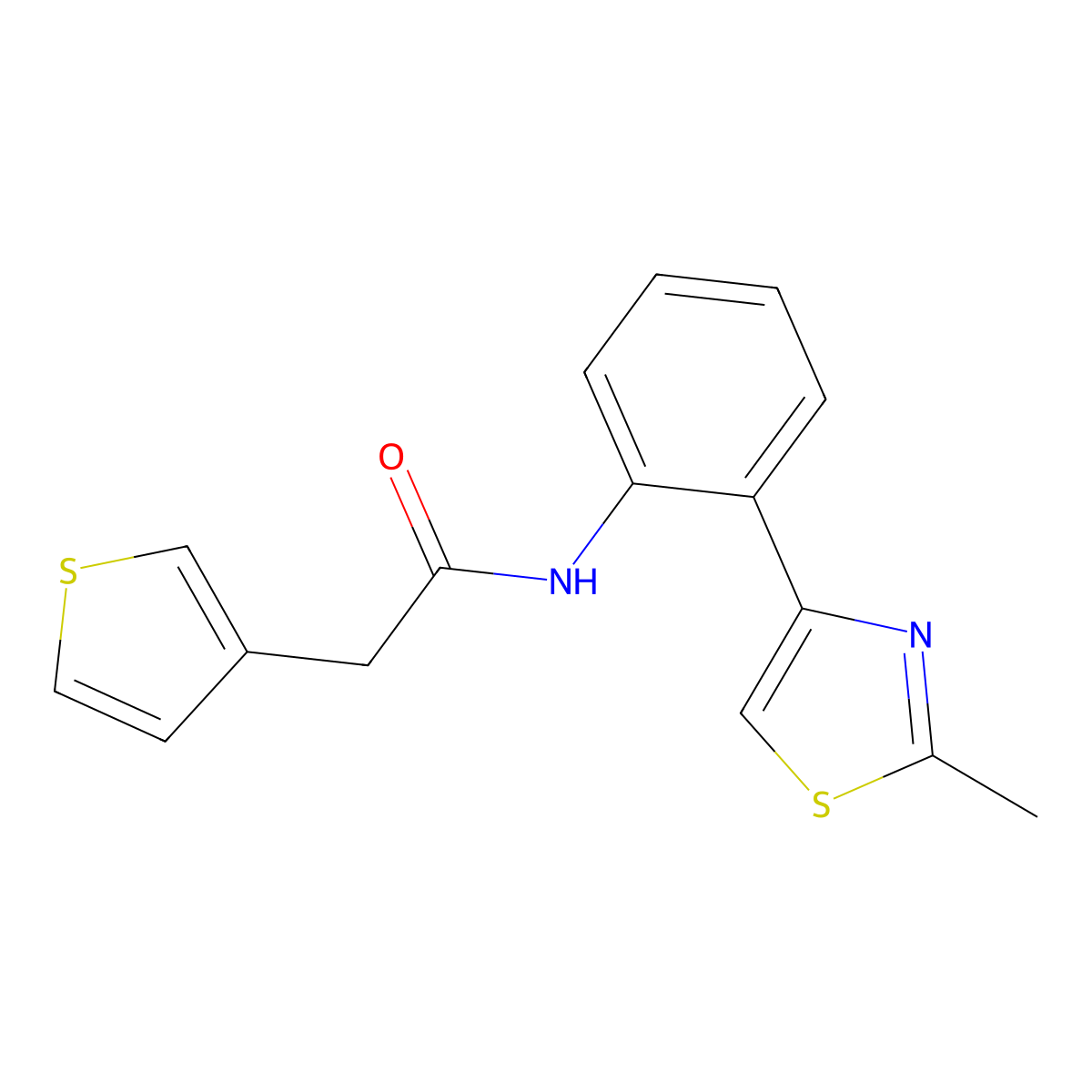 N-(2-(2-methylthiazol-4-yl)phenyl)-2-(thiophen-3-yl)acetamide molecular structure, CAS 1798046-39-5