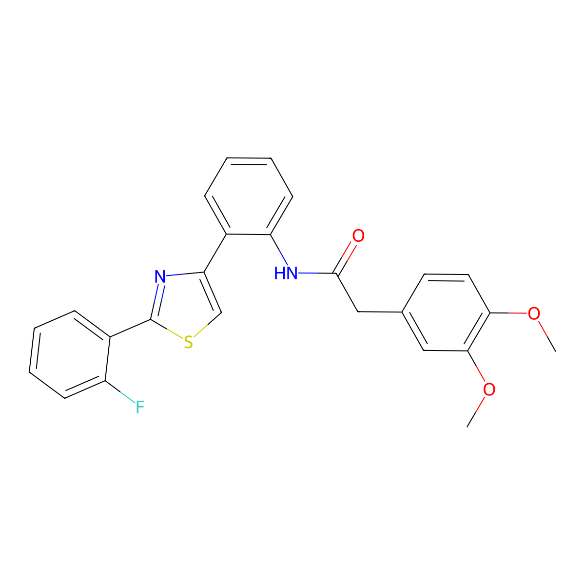 2-(3,4-dimethoxyphenyl)-N-(2-(2-(2-fluorophenyl)thiazol-4-yl)phenyl)acetamide molecular structure, CAS 1798046-45-3
