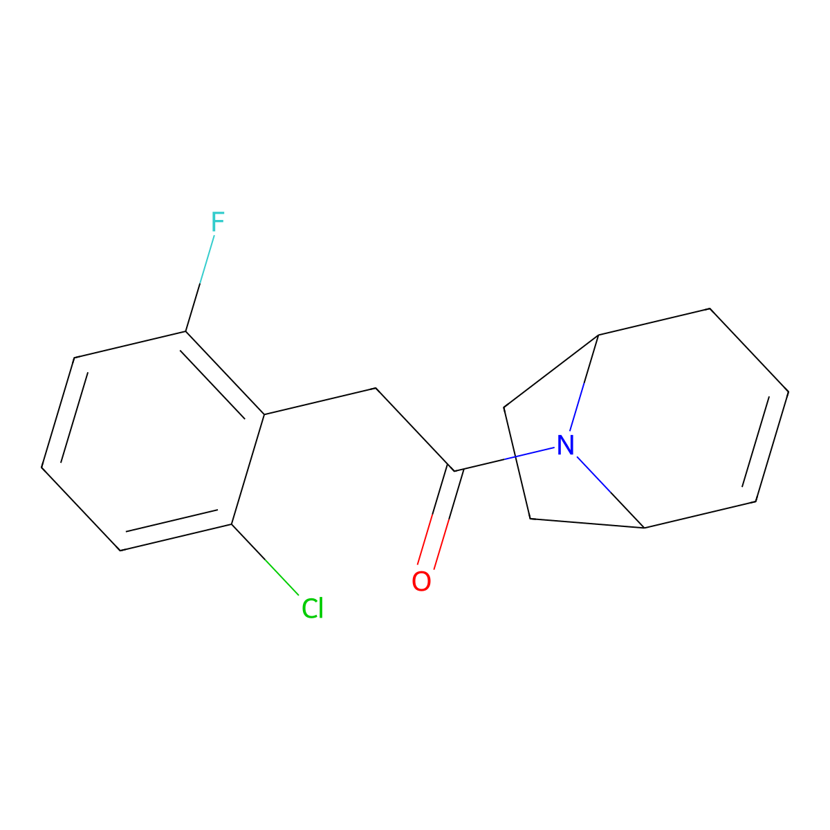 1-((1R,5S)-8-azabicyclo[3.2.1]oct-2-en-8-yl)-2-(2-chloro-6-fluorophenyl)ethanone molecular structure, CAS 1798046-96-4