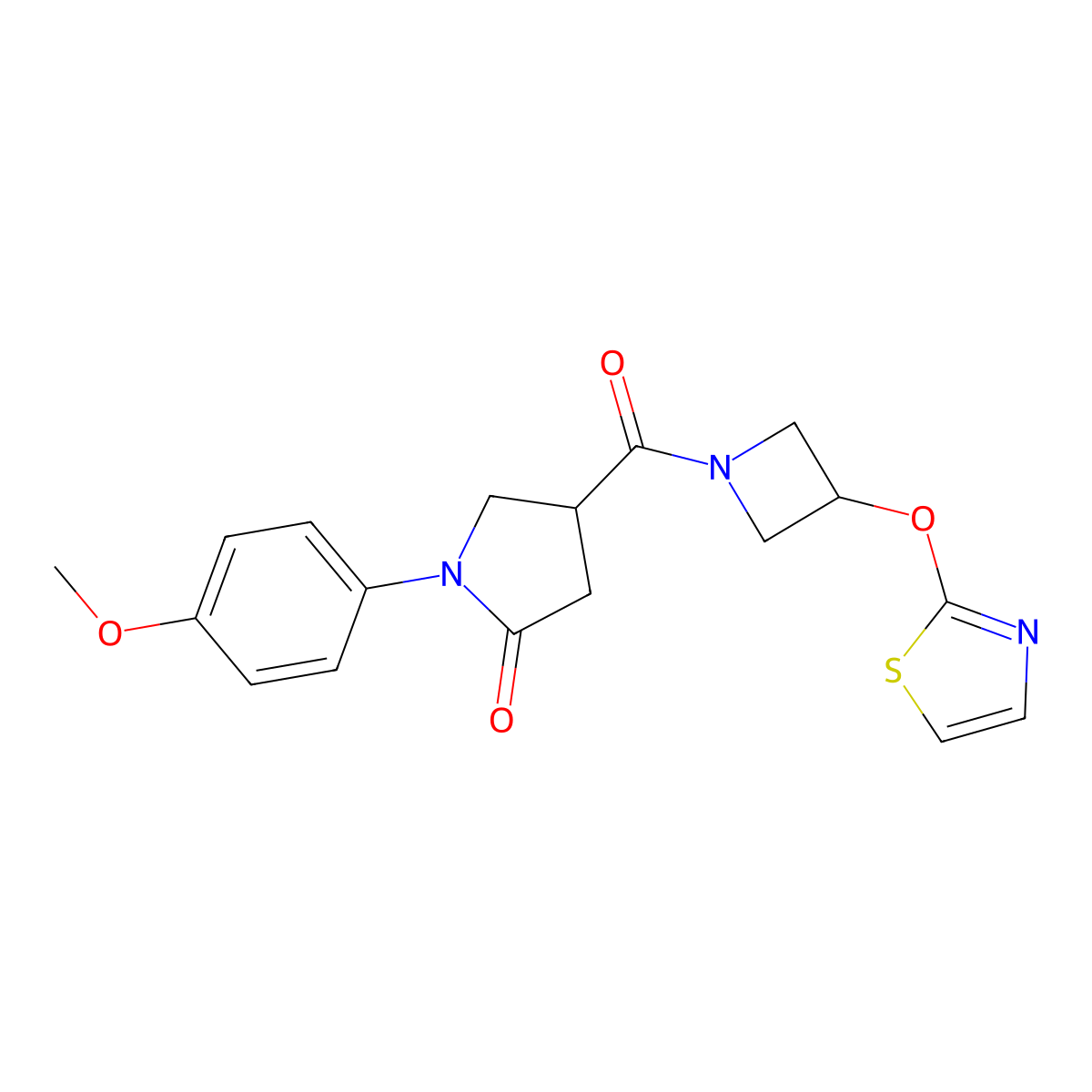 1-(4-Methoxyphenyl)-4-(3-(thiazol-2-yloxy)azetidine-1-carbonyl)pyrrolidin-2-one molecular structure, CAS 1798047-19-4