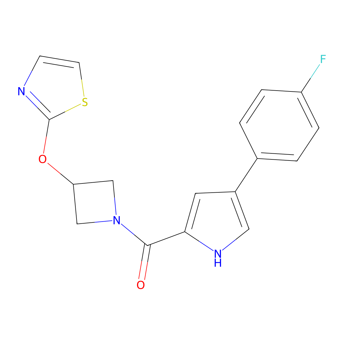 (4-(4-fluorophenyl)-1H-pyrrol-2-yl)(3-(thiazol-2-yloxy)azetidin-1-yl)methanone molecular structure, CAS 1798047-29-6