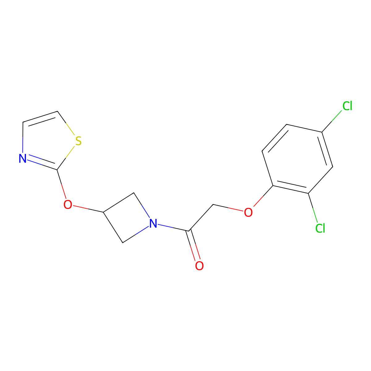 2-(2,4-Dichlorophenoxy)-1-(3-(thiazol-2-yloxy)azetidin-1-yl)ethanone molecular structure, CAS 1798047-34-3