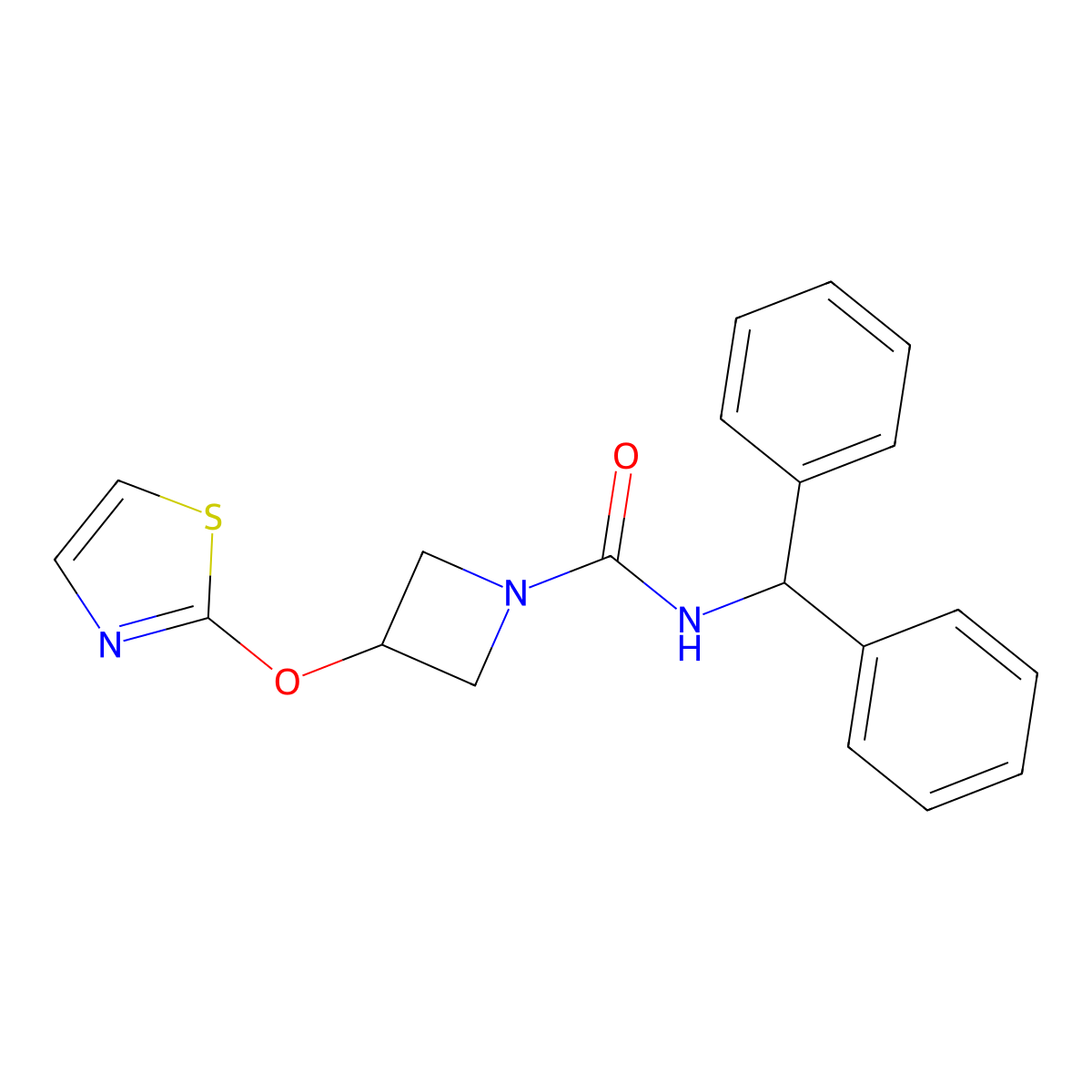 N-benzhydryl-3-(thiazol-2-yloxy)azetidine-1-carboxamide molecular structure, CAS 1798056-64-0