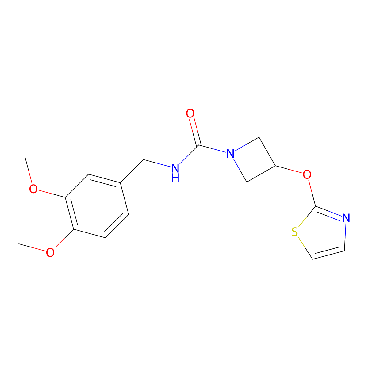 N-(3,4-dimethoxybenzyl)-3-(thiazol-2-yloxy)azetidine-1-carboxamide molecular structure, CAS 1798056-67-3