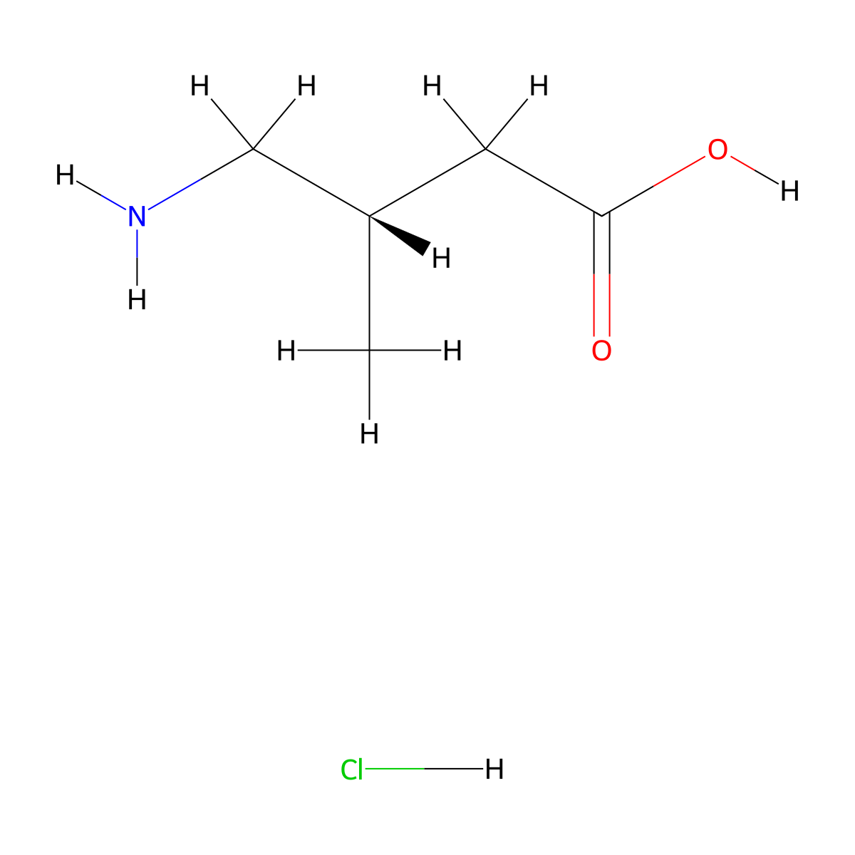 (3S)-4-amino-3-methylbutanoic acid hydrochloride molecular structure, CAS 179806-55-4