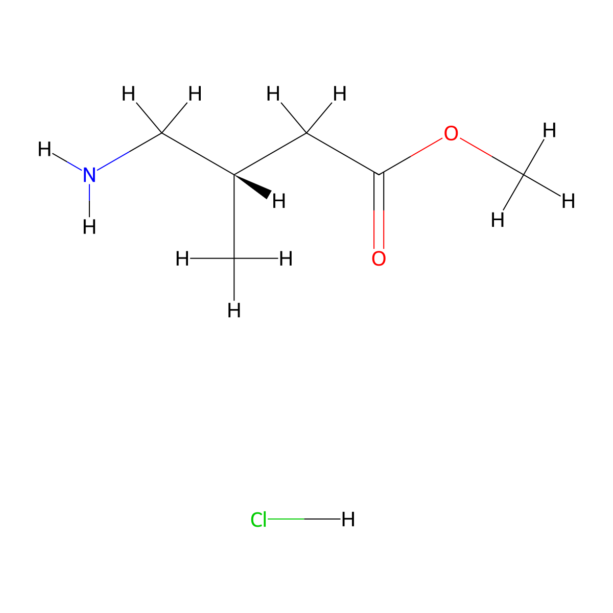 methyl(3S)-4-amino-3-methylbutanoatehydrochloride molecular structure, CAS 179806-56-5