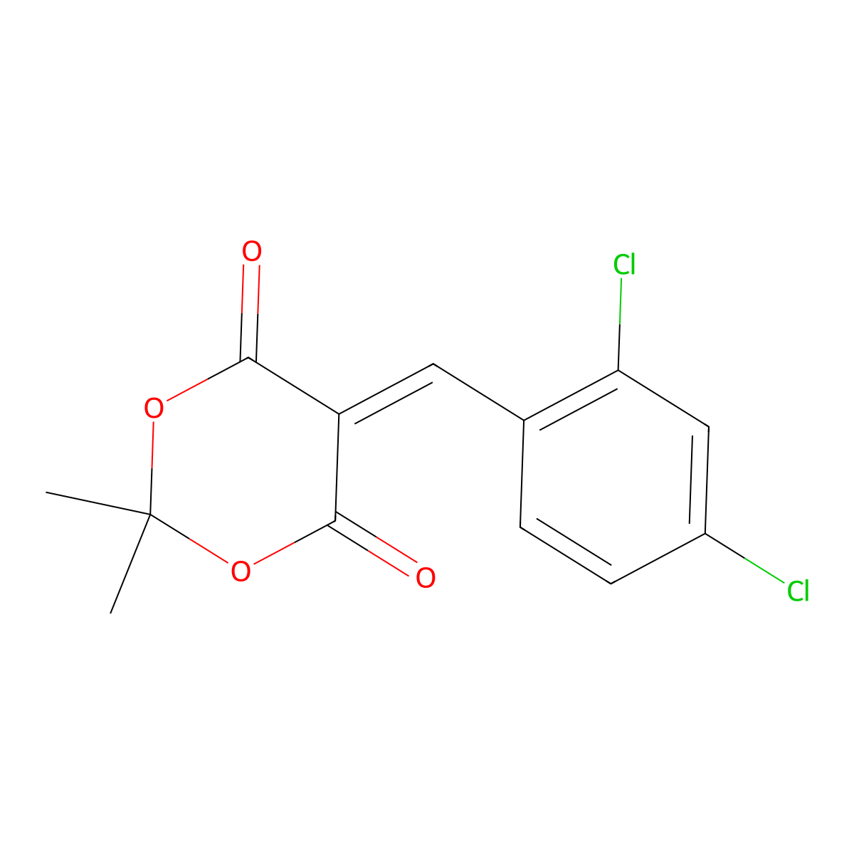 5-[(2,4-Dichlorophenyl)methylidene]-2,2-dimethyl-1,3-dioxane-4,6-dione molecular structure, CAS 179808-44-7