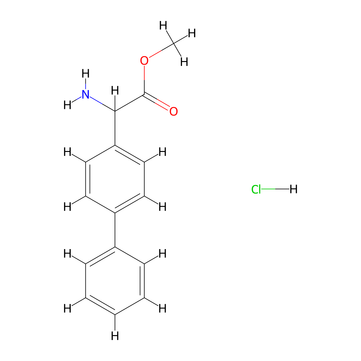 Methyl 2-([1,1'-biphenyl]-4-yl)-2-aminoacetate hydrochloride molecular structure, CAS 179811-50-8