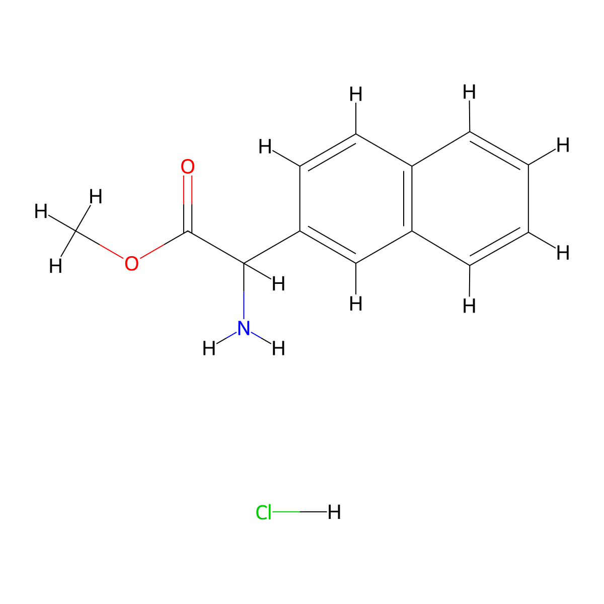 Methyl amino(2-naphthyl)acetate hydrochloride molecular structure, CAS 179811-51-9