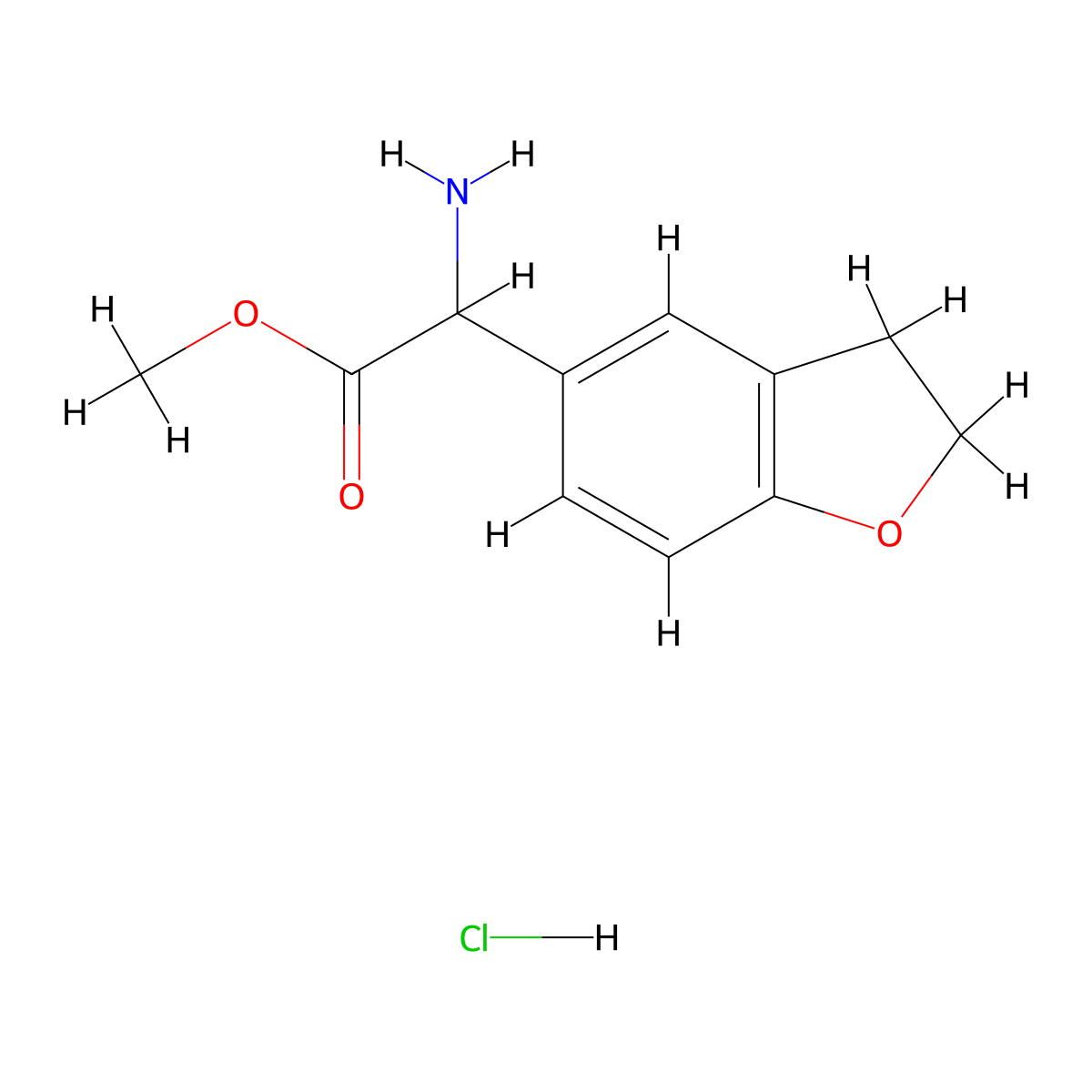 Methyl 2-amino-2-(2,3-dihydro-1-benzofuran-5-yl)acetate hydrochloride molecular structure, CAS 179811-54-2