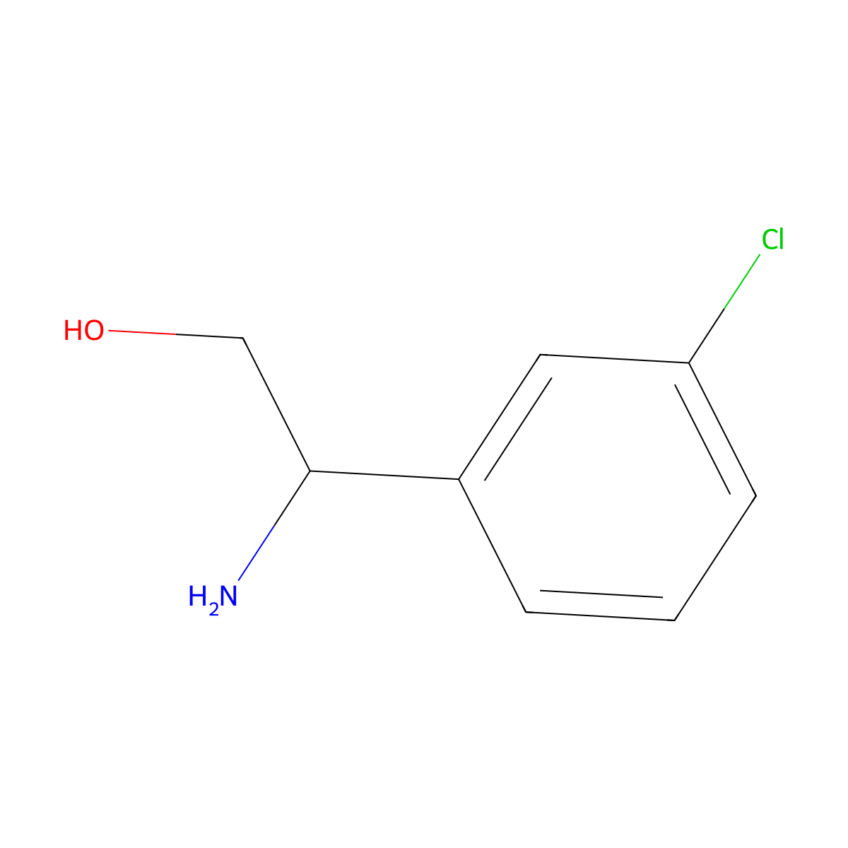 beta-Amino-3-chlorobenzeneethanol molecular structure, CAS 179811-63-3