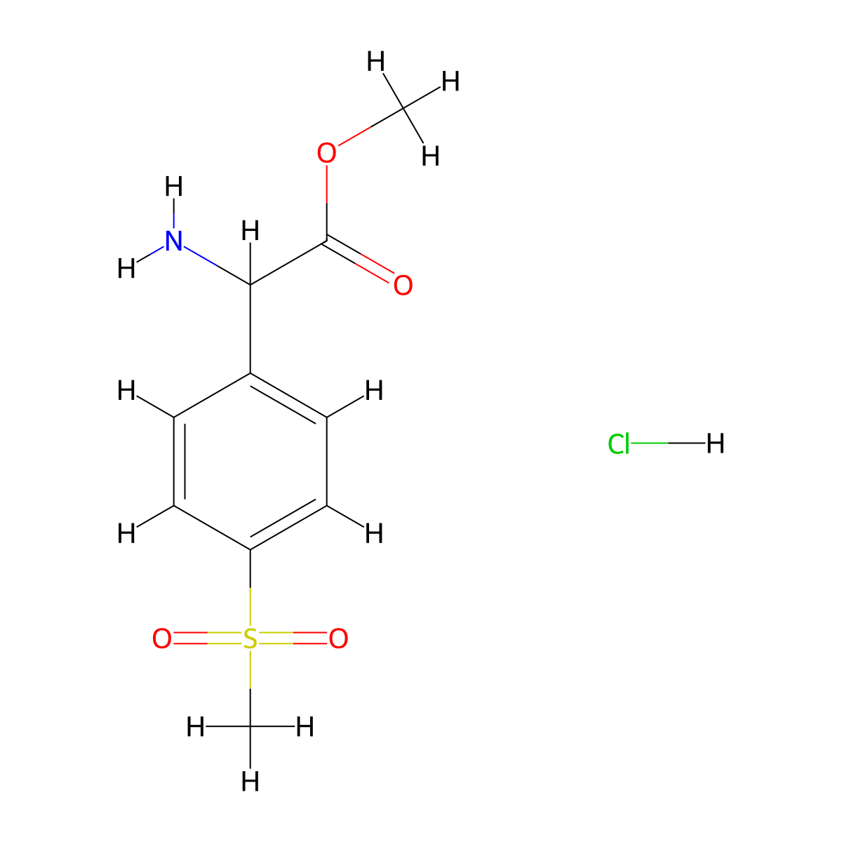 Methyl 2-amino-2-(4-methanesulfonylphenyl)acetate hydrochloride molecular structure, CAS 179811-80-4
