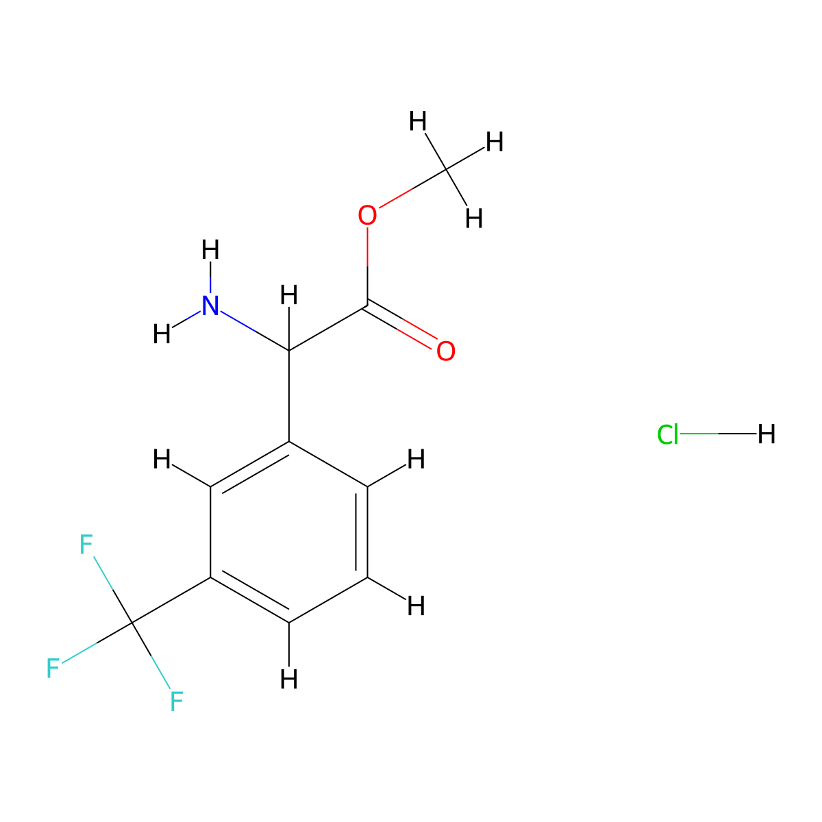 Methyl 2-amino-2-[3-(trifluoromethyl)phenyl]acetate hydrochloride molecular structure, CAS 179811-81-5