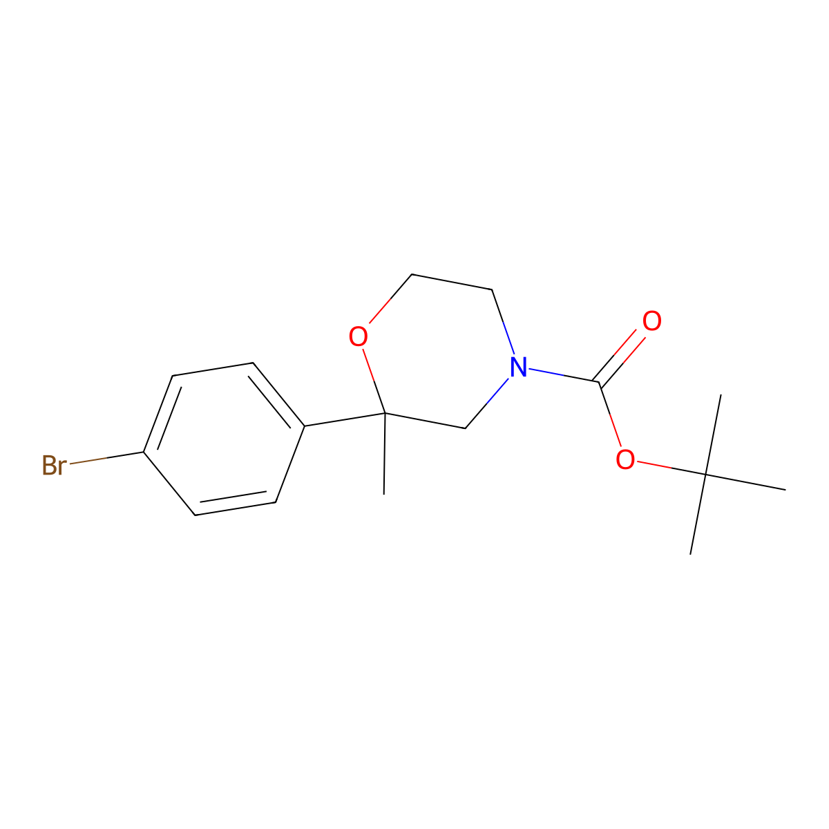 Tert-butyl 2-(4-bromophenyl)-2-methylmorpholine-4-carboxylate molecular structure, CAS 179821-59-1