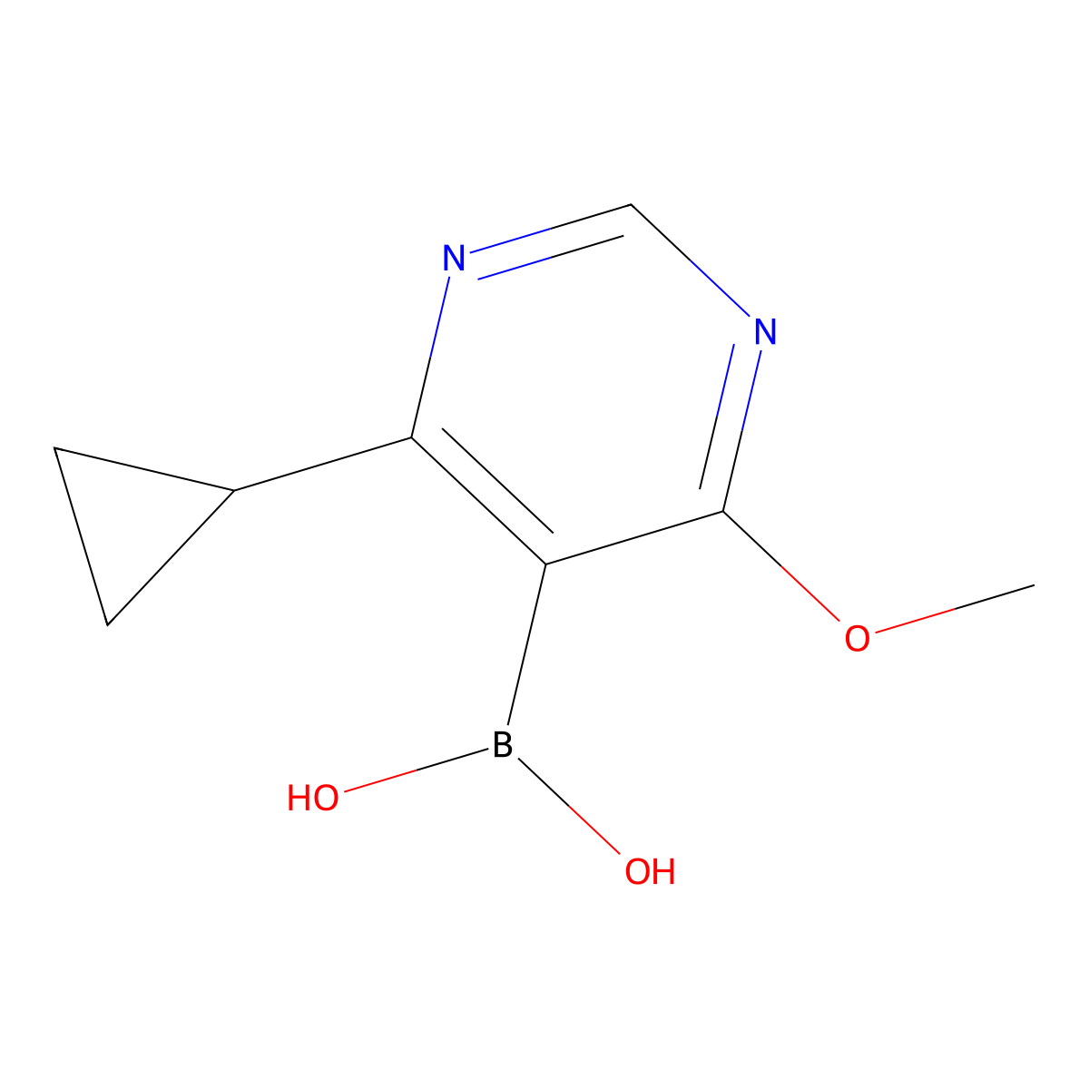 (4-Cyclopropyl-6-methoxypyrimidin-5-yl)boronic acid molecular structure, CAS 1798304-51-4