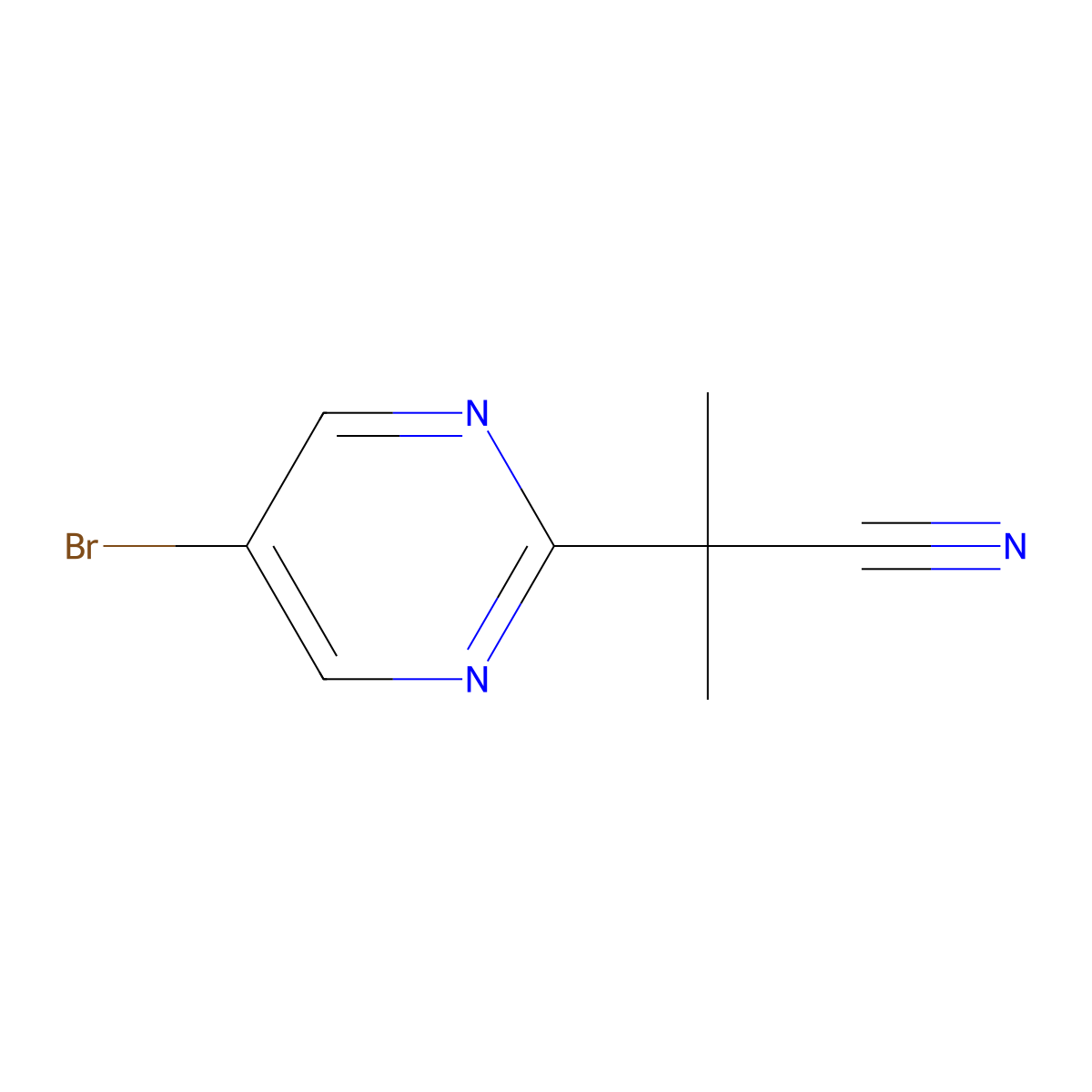 2-(5-Bromo-2-pyrimidinyl)-2-methylpropanenitrile molecular structure, CAS 1798310-28-7