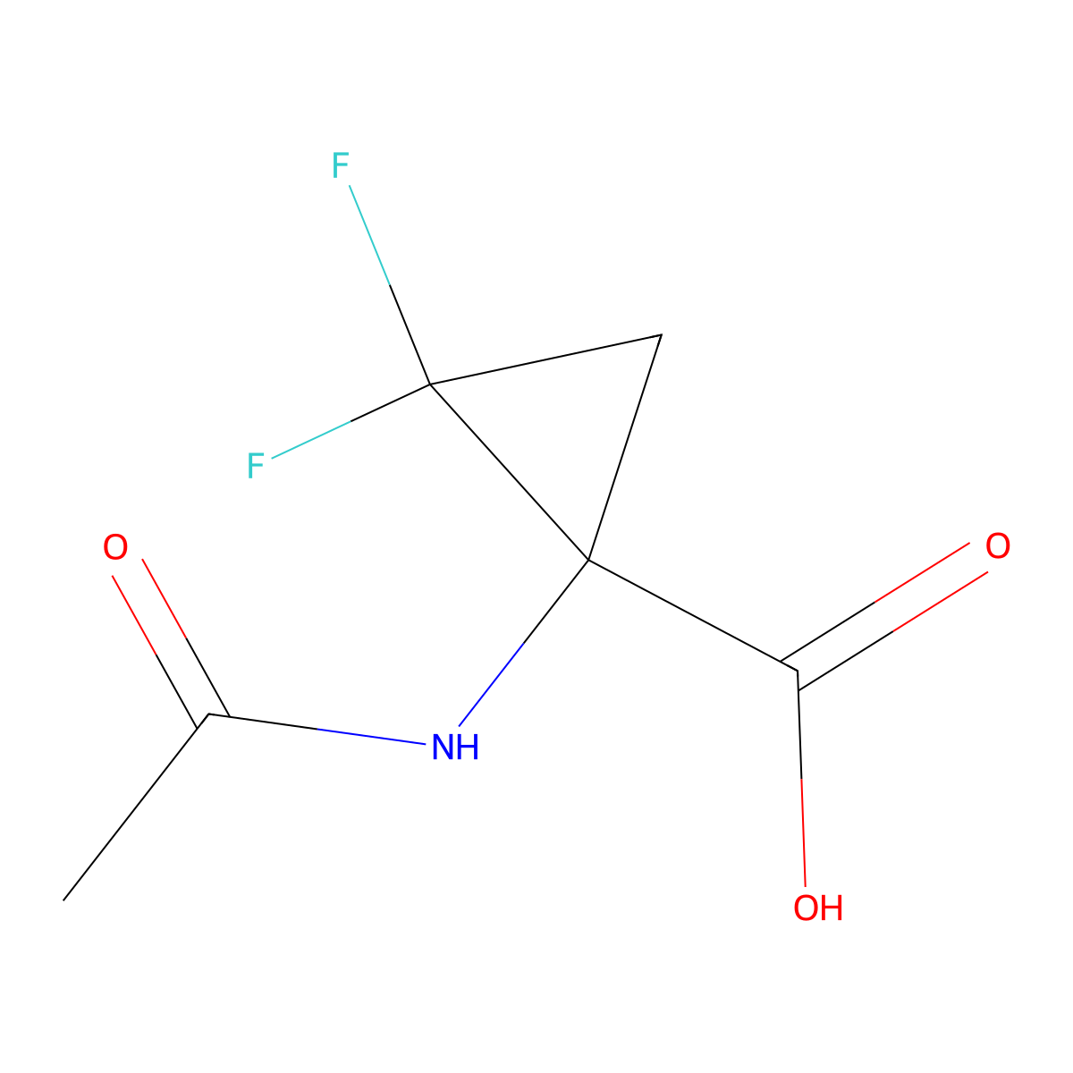 1-Acetamido-2,2-difluorocyclopropane-1-carboxylic acid molecular structure, CAS 1798324-48-7