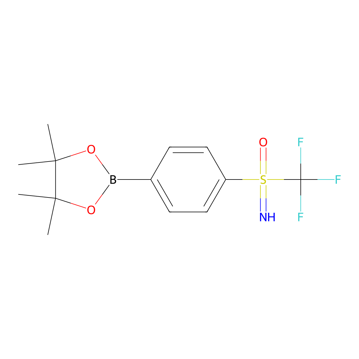4,4,5,5-tetramethyl-2-(4-(S-(trifluoromethyl)sulfonimidoyl)phenyl)-1,3,2-dioxaborolane molecular structure, CAS 1798336-50-1