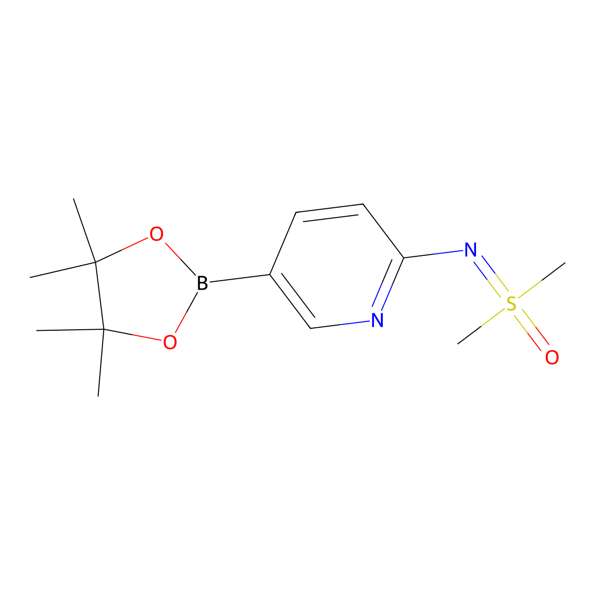 Dimethyl(((5-(4,4,5,5-tetramethyl-1,3,2-dioxaborolan-2-yl)pyridin-2-yl)imino))-lambda6-sulfanone molecular structure, CAS 1798336-81-8