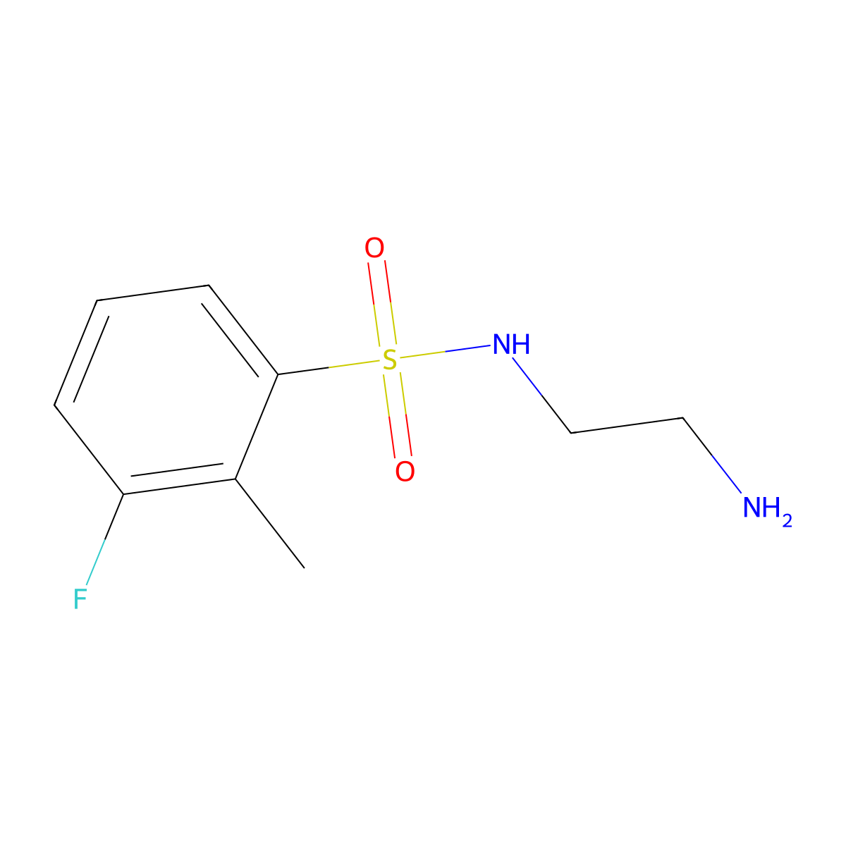N-(2-aminoethyl)-3-fluoro-2-methylbenzene-1-sulfonamide molecular structure, CAS 1798390-62-1