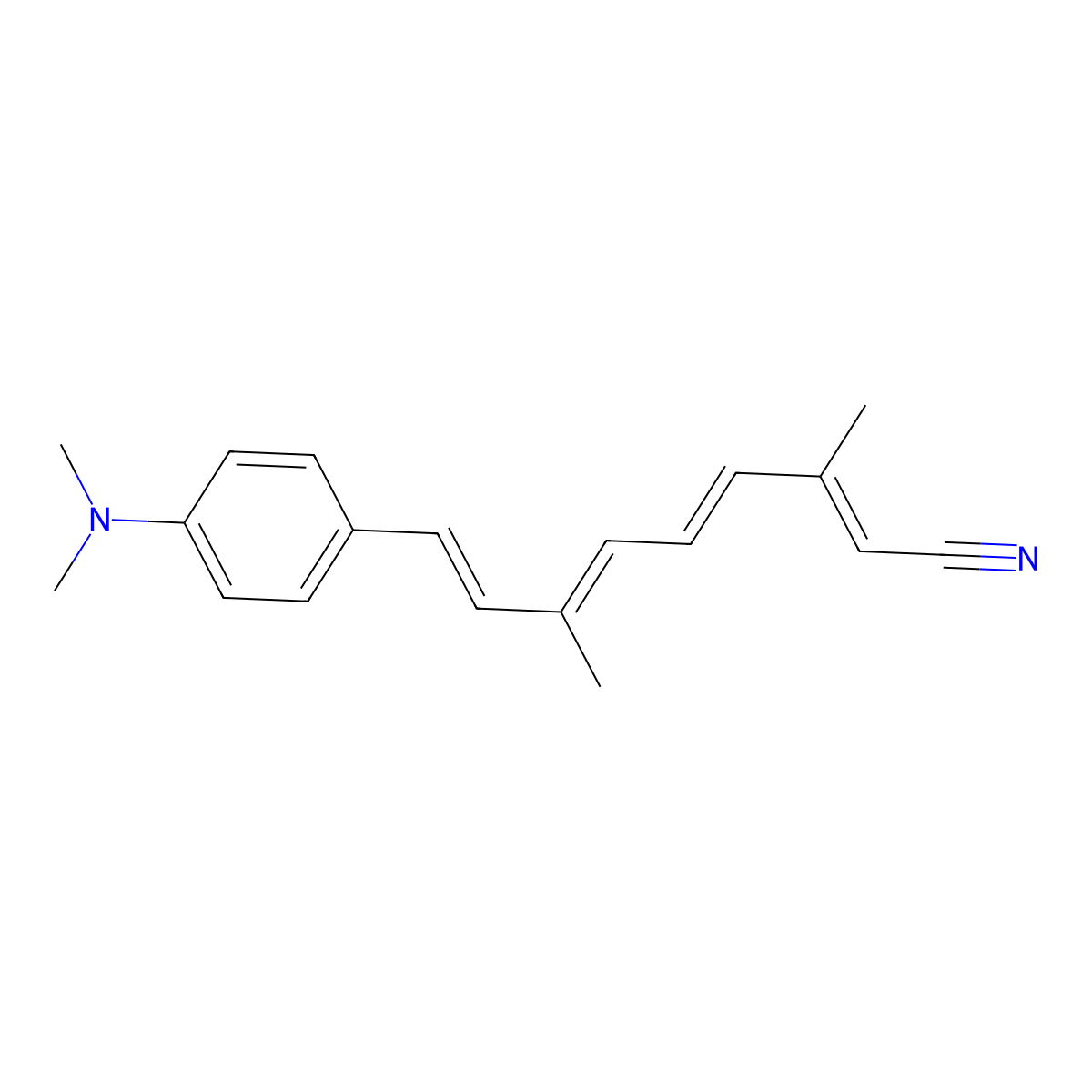 9-(4-Dimethylamino-phenyl)-3,7-dimethyl-nona-2,4,6,8-tetraenenitrile molecular structure, CAS 1798398-57-8