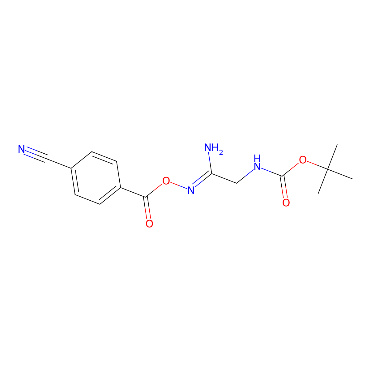 (Z)-(1-amino-2-{[(tert-butoxy)carbonyl]amino}ethylidene)amino 4-cyanobenzoate molecular structure, CAS 1798418-94-6