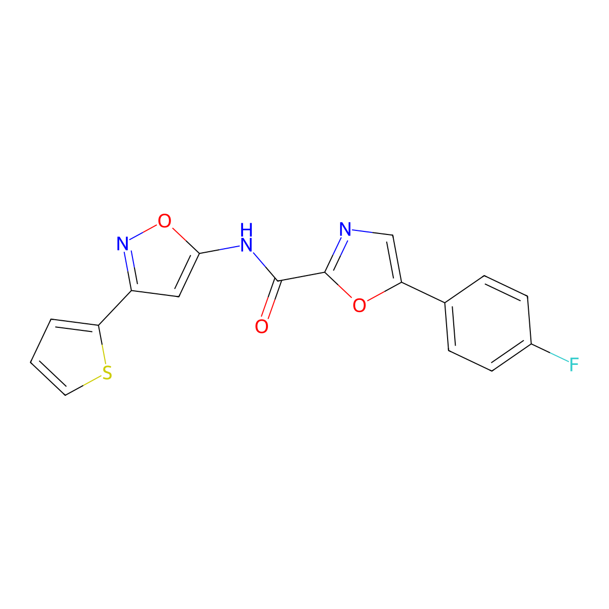 5-(4-fluorophenyl)-N-(3-(thiophen-2-yl)isoxazol-5-yl)oxazole-2-carboxamide molecular structure, CAS 1798443-25-0