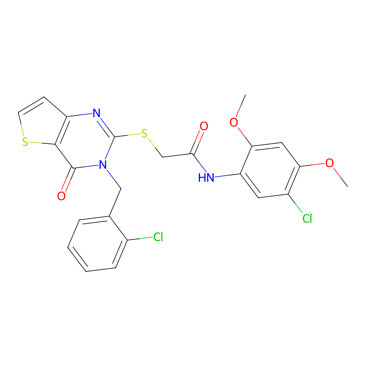 N-(5-chloro-2,4-dimethoxyphenyl)-2-((3-(2-chlorobenzyl)-4-oxo-3,4-dihydrothieno[3,2-d]pyrimidin-2-yl)thio)acetamide molecular structure, CAS 1798443-45-4