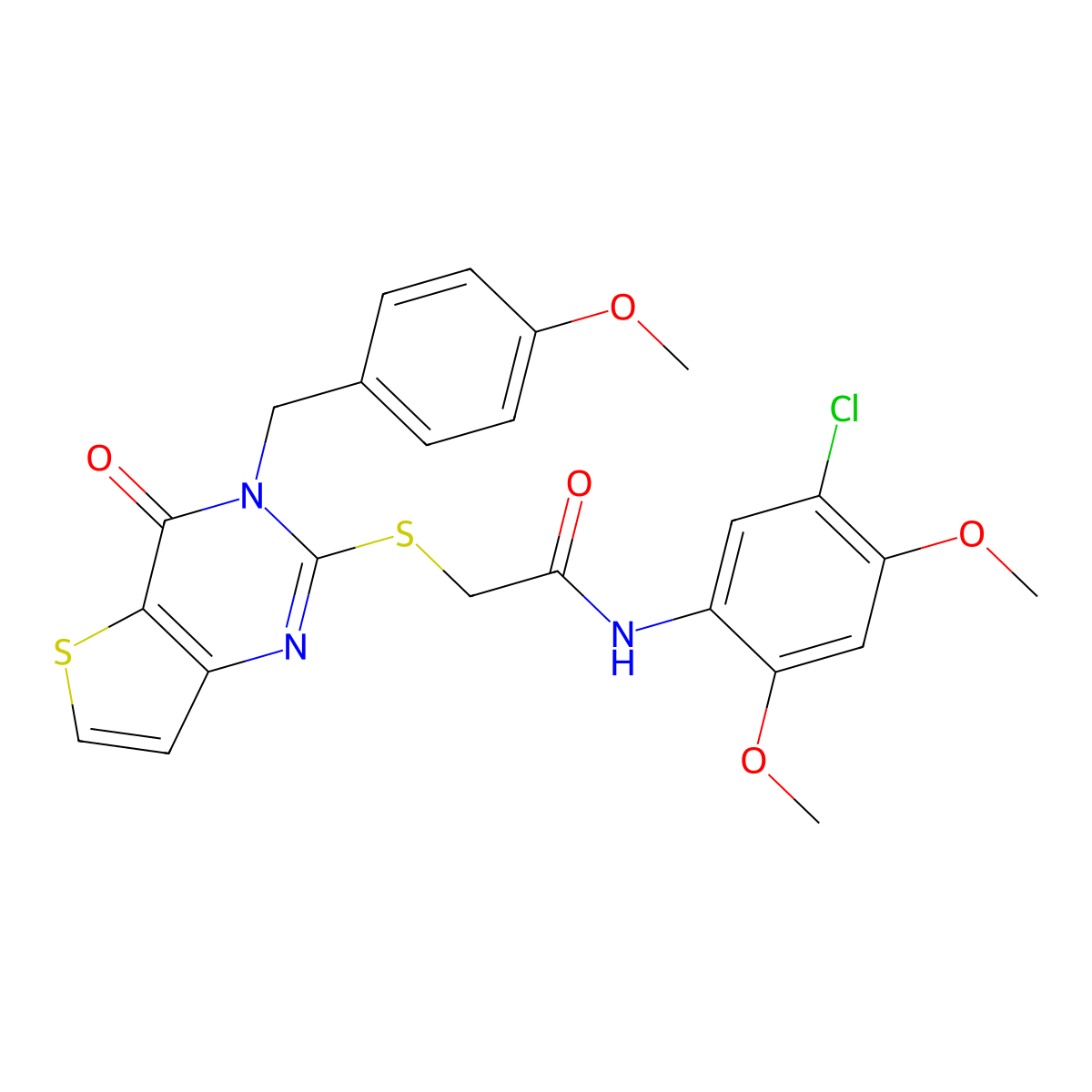 N-(5-chloro-2,4-dimethoxyphenyl)-2-((3-(4-methoxybenzyl)-4-oxo-3,4-dihydrothieno[3,2-d]pyrimidin-2-yl)thio)acetamide molecular structure, CAS 1798443-48-7